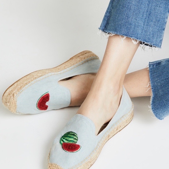 Soludos Chambray Watermelon Smoking Slippers Espadrille Size 9 - Picture 1 of 11